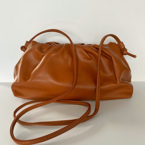 Cloud Clutch - Cognac Ruched Pouch Bag - Picture 4 of 7